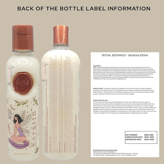 Aftercare for Ritual Botánico Keratina Orgánica | Treatment to Straighten, Repair and Relax Hair | All Natural, Organic & Vegan Ingredients | Product of Colombia| Keratin Medium, 250ml/8.45 Fl Oz)