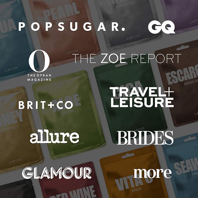 LAPCOS Collagen Sheet Mask, Firming Daily Face Mask with Collagen Peptides for Anti-Aging, Helps to Minimize Wrinkles, Restores Skin Elasticity & Firmness, Hydrating, Korean Beauty, 5-Pack