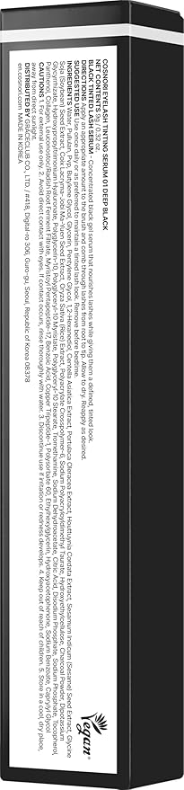 COSNORI Eyelash Tinting Serum 01 Deep Black - Korean Eyelash Boost Tinted Serum – Eyebrow Growth Enhancer for Longer and Thicker – Lash Perm Essential - Vegan, Irritation Free 0.3 fl.oz / 9g (Black)