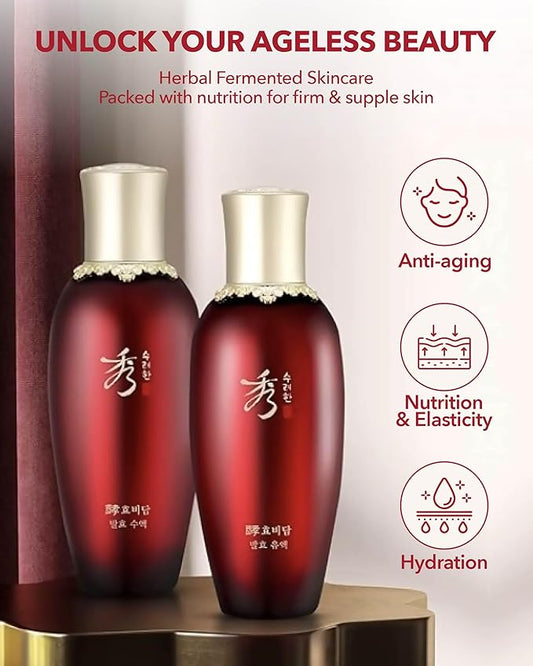 Sooryehan Hyobidam (Fermented Emulsion, 5.1fl oz) - Korean Skin Care. Moisturizing and Nourishing Facial Moisturizer by LG Beauty. Wild Ginseng.