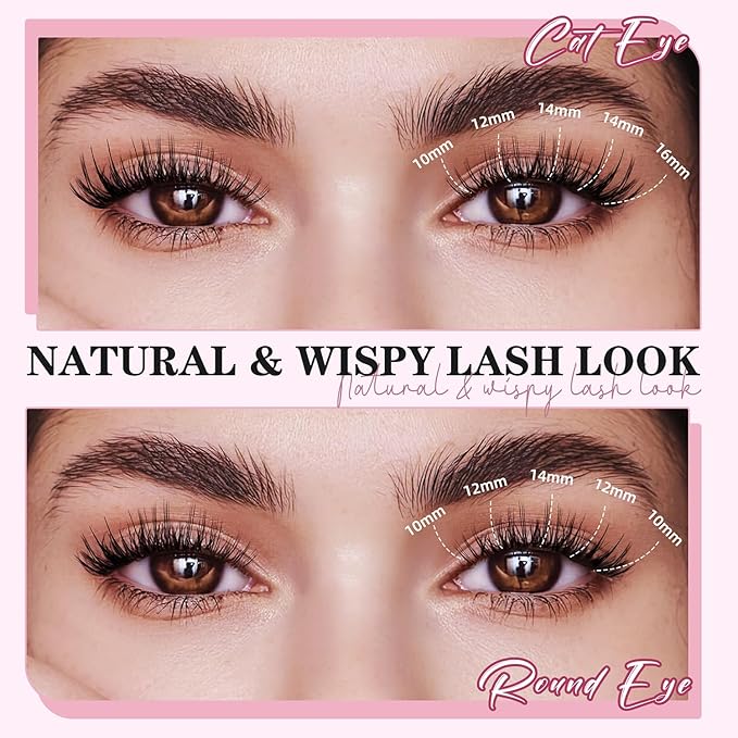 Lash Clusters 10-18mm Mix D Curl DIY Extension Eye Natural Lashes False Wispy EyeLash Cluster (U20 Eyelashes Only)