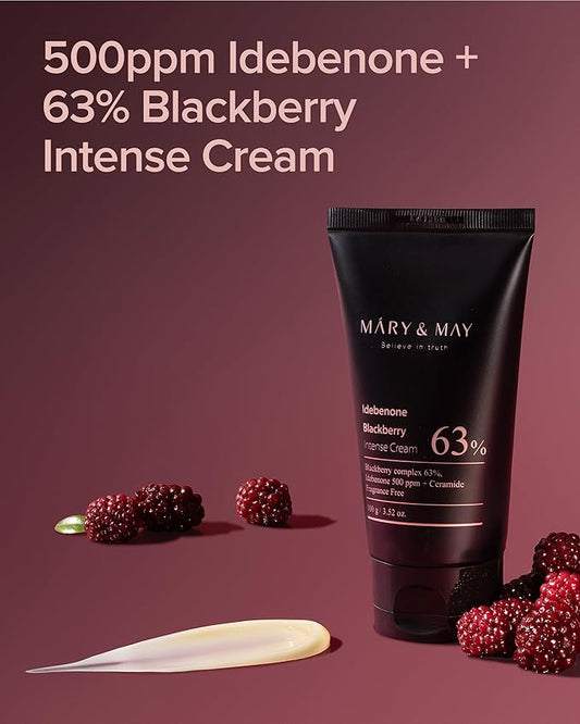 Mary&May Idebenone Blackberry Cream | Antioxidant Korean Moisturizer with 5 Ceramides & Hyaluronic Acid | Skin Barrier Repair & 48H Hydration | For All Skin Types (100g/3.52oz)