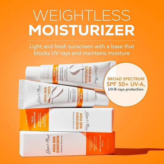 Olivia & Allison Aqua Sunscreen SPF 50+ PA++++ (1.69fl.oz) - Non-Sticky Korean Sunscreen, No White Cast & Invisible
