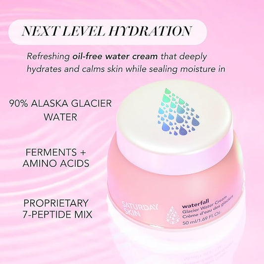 Saturday Skin Face Moisturizer Water Face Cream Natural Oil free Gel Type Cream From Alaska Glacier Water Day & Night Korean Skin Care Cream Soothing Hydrating Facial Moistrurizer (1.69 Fl. Oz. 50ml)