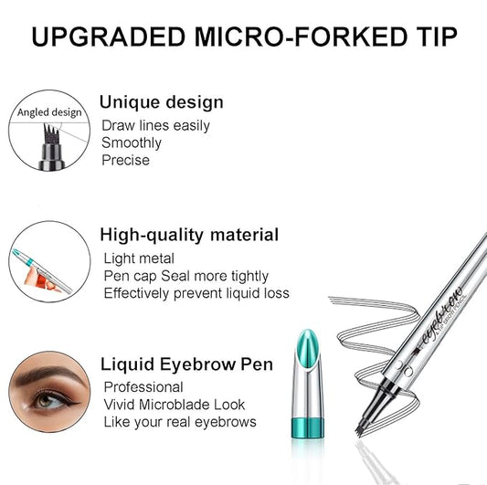 Microblading Eyebrow Pencil, Eyebrow Pen with an Upgrade Micro-Fork Tip Applicator, Waterproof Long-Lasting Microblading Brow Pen, Brow Pencil for Natural Looking Brows Makeup, Reddish Brown, 1Pcs