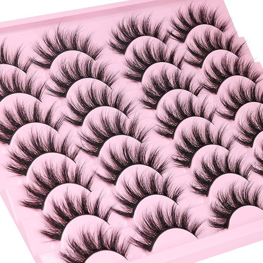 Lashes Wispy Faux Mink Lashes False Eyelashes 16mm(0.63inch) Eye Lashes 6D Volume Fake Lashes pack by Kiromiro 14 Pairs