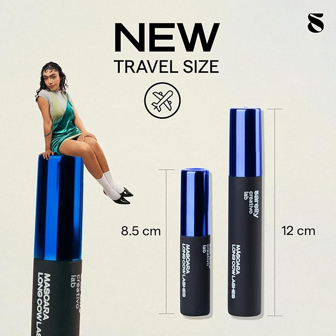 SARELLY SARELLY, Long Cow Lashes Mini Mascara, Waterproof, Nourishing, Lash-Conditioning, Clean Beauty, Sarelly Creative Lab
