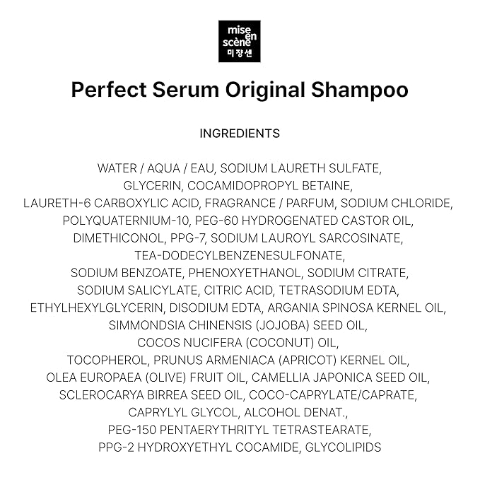 Mise En Scene Perfect Serum Original Shampoo For Damaged Hair - KoreanShampoo with Moroccan Oil, Jojoba Seed, Damage Care MoroccanOil HairProducts | 22.99 Fl Oz
