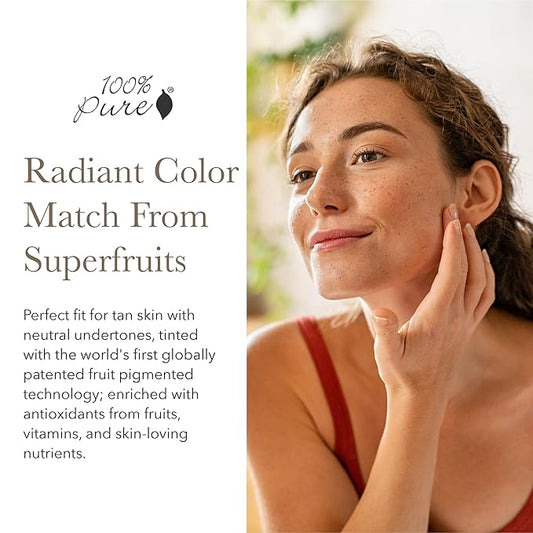 100% PURE Fruit Pigmented Healthy Foundation, Alpine Rose, Liquid Foundation Makeup, Anti-aging, Full Coverage, Matte Finish - 1 Fl Oz