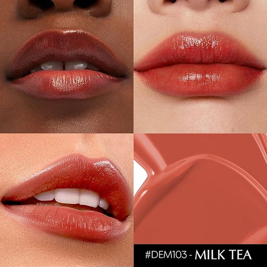 Brown Nude Lipstick for Women Hydrate Lipstick Glossy Moisture Lip Gloss Sheer-Medium Coverage Long Lasting Lipsticks for Dry Lips, DM103 Milk Tea