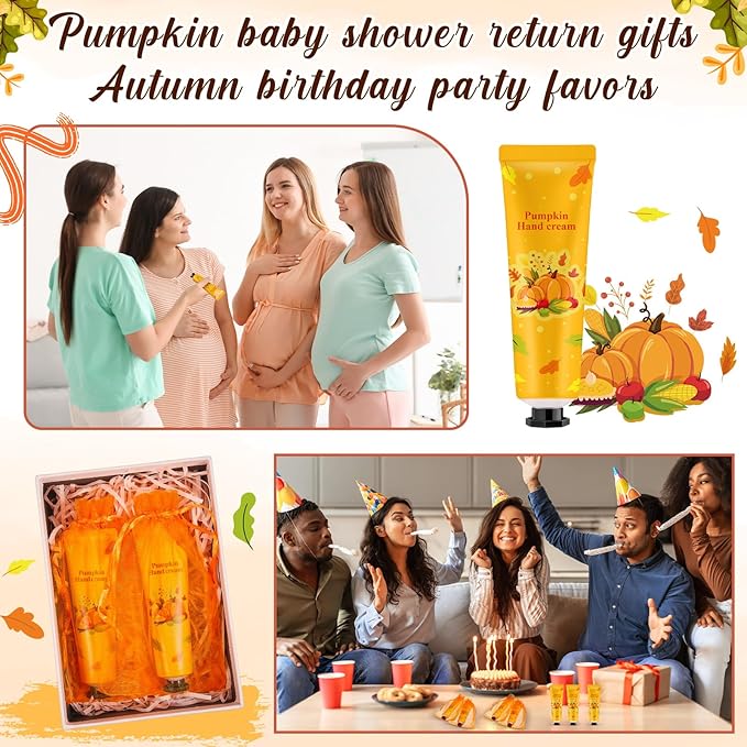 48 Sets Pumpkin Hand Cream Gifts Bulk Fall Thanksgiving Hand Cream Travel Size Lotion Bulk Fall Thanksgiving Party Supplies Favors Pumpkin Holiday Birthday Wedding for Guest