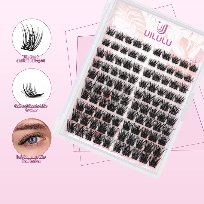Lash Clusters Kit 10-18mm D Curl Clusters Eyelash Extensions Kit False Eyelash Clusters, DIY Lash Extension Kit with Lash Bond & Seal, Lash Glue Remover, Lash Tweezers