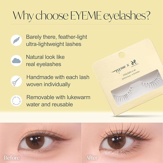 EYEME Eyelash x Artist Collaboration NO.01 – 5 Set Pack, Natural False Eyelashes, Short Lashes for a Soft & Wispy Look, Easy to Apply for a Seamless & Elegant Finish, K-Beauty