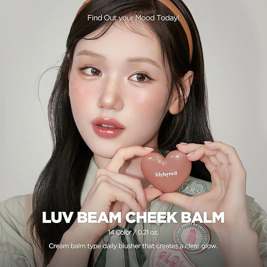 lilybyred Luv Beam Cheek Balm | Heart-Shaped Korean Cream Blush, Semi-Matte Finish, Long-Lasting, Blendable & Buildable, Soft Creamy Texture, Lightweight, Natural Flush, 0.12 oz. (15 Nutty Beam)