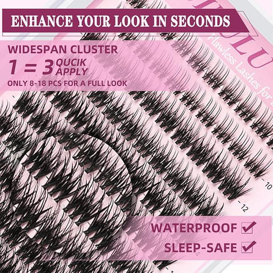Lash Clusters 10-18mm Mix D Curl DIY Extension Eye Natural Lashes False Wispy EyeLash Cluster (U20 Eyelashes Only)