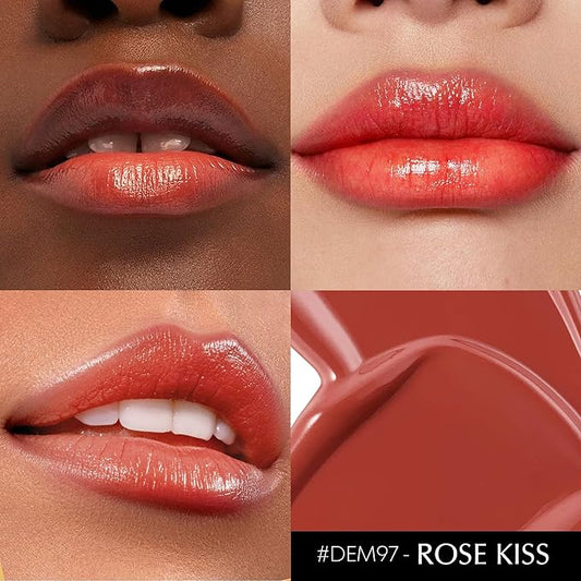 Nude Red Lipstick for Women Hydrate Lipstick Glossy Moisture Lip Gloss Sheer-Medium Coverage Shine Tinted Lip Balm for Dry Lips, DM97 Rose Nude