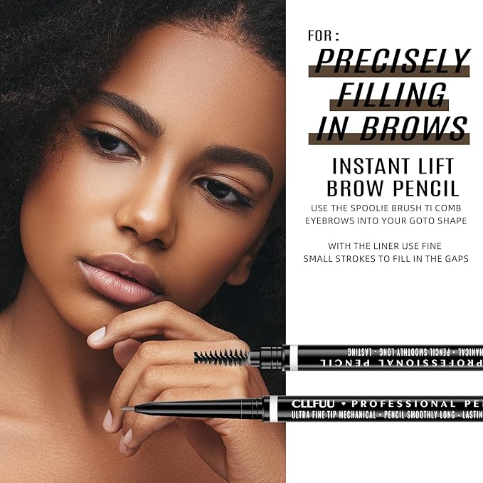 Brow Pencil, 4 Pcs Waterproof Precision Espresso Eyebrow Pencil Defines, Creates Full, Longwearing for Brows, Professional,Natural-Looking Micro Eyebrow Pencils for Women, Eyebrow Color