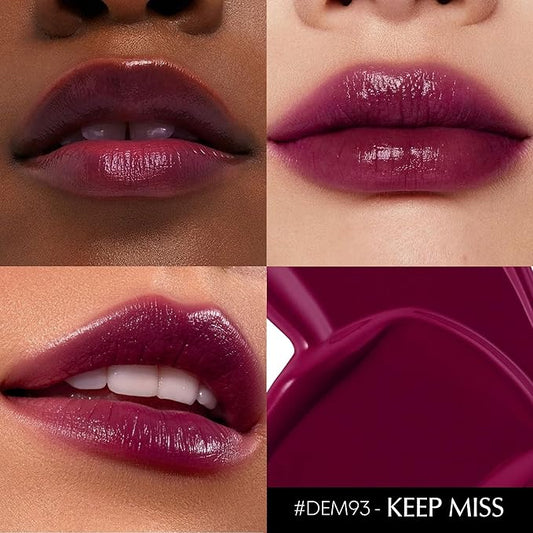 Dark Purple Lipstick for Women Hydrate Glossy Lipstick Moisture Lip Gloss Sheer-Medium Coverage Long Lasting Lipsticks for Dry Lips, DM93 Grape Purple