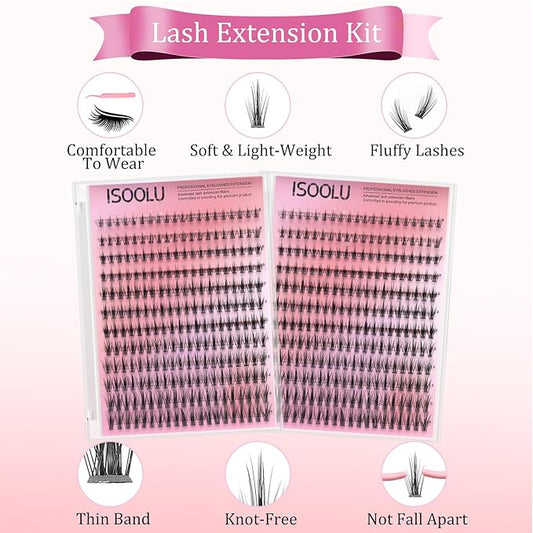Fairy Lash Clusters Manga Individual Lashes C Curl Wispy Eyelash Clusters WideSpan Eyelash Extension Kit with Lash Bond and Seal Wet-Look Spiky Cluster Lashes (Anime Lash Clusters)