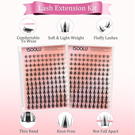 Fairy Lash Clusters Manga Individual Lashes C Curl Wispy Eyelash Clusters WideSpan Eyelash Extension Kit with Lash Bond and Seal Wet-Look Spiky Cluster Lashes (Fairy)