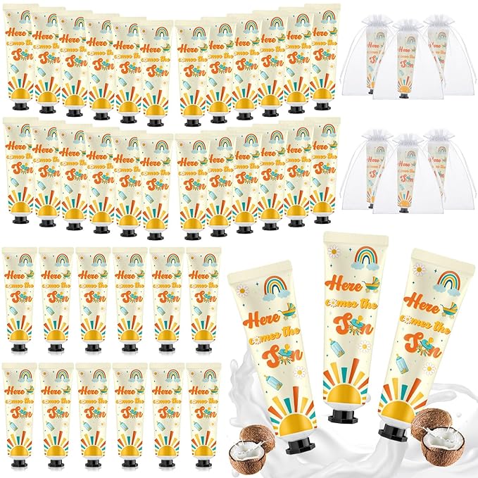 48 Sets Here Comes The Son Hand Cream Gifts Bulk Baby Shower Hand Cream Travel Size Lotion Bulk Fall Thanksgiving Party Supplies Favors Birthday Wedding for Guest