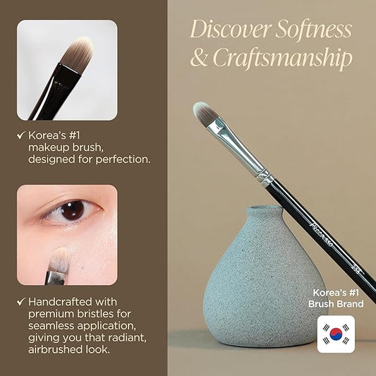 Piccasso 258 Concealer Brush – Angled Face Makeup Brush for Under Eye Concealer, Nose Contour, and Liquid Blush, Korean Synthetic Makeup Brush for Precise Coverage and Blending