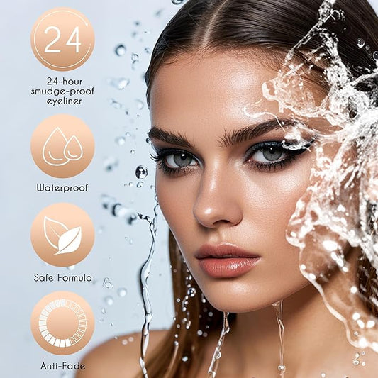 docolor Eyeliner, 2PCS Black Liquid Eyeliner Waterproof Eye Liner Pen Super Slim Precise All Day Black Eye Pencils Professional Makeup Liquid Eye Liner Pencil for Women