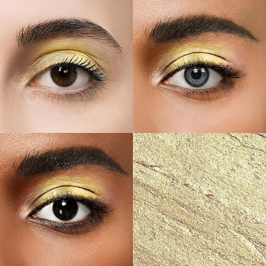 Cream Waterproof Hypoallergenic Eyeshadow Stick, long wear Metallic Glitter Matte Eye Shadow Pencil With Makeup Brush, Eye Brightener, 53 Gold Metallic