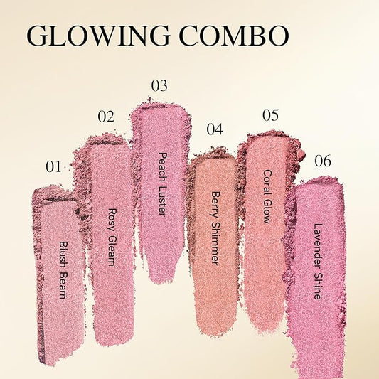 PHOFAY Luminous Blush Powder-Multi-Use Formula, Ultra-Fine & Smooth, Longer-Lasting Wear with Natural Luminous Glow (02#)