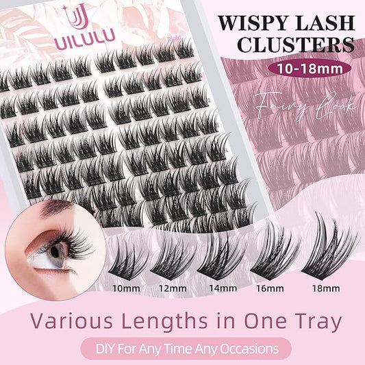 Lash Clusters Kit 10-18mm D Curl Clusters Eyelash Extensions Kit False Eyelash Clusters, DIY Lash Extension Kit with Lash Bond & Seal, Lash Glue Remover, Lash Tweezers