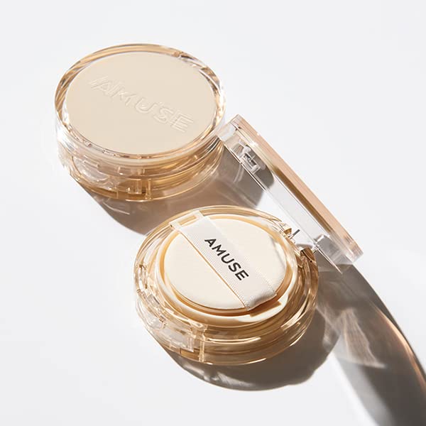 AMUSE SEOUL Dew Jelly Vegan Cushion Foundation (02 NUDE) | dewy, glow, long-lasting, double coverage, clean beauty, lightweight, natural look, foundation for sensitive skin, hydrating cushion