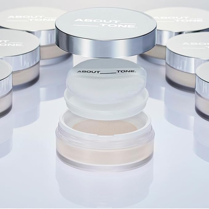 ABOUT TONE The Blur Finish Powder/Sheer Blurring Loose Powder, Lightweight Setting Powder with Long-Wear, Translucent Mineral Finishing Powder, Natural Skin Tone for Daily Makeup, Vegan, 10g/0.35oz.