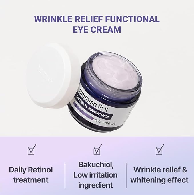 HEIMISH RX Retinol Bakuchiol Eye Cream - Daily Eye Cream for Anti Aging, Firming, Anti Wrinkle, Hydrating with Retinol, Non-greasy Formula, Korean Skincare, 30ml (1.01 fl. oz)