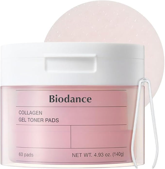 Biodance Collagen Gel Toner Pads, Pore Minimizer for Face, Improving Elasticity, Gentle Exfoliating Toner Pads for Sensitive Skin, Korean Skincareㅣ4.93 fl.oz.(140g)*60Pads
