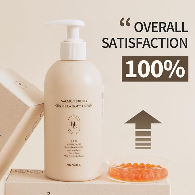 HEVEBLUE Salmon Fruity Centella Body Cream - Sensitive Skin, Itchy Skin, Korean Skincare, Bodycare, Hypoallergenic, Allergen-free Fragrance, PDRN, Salmon PDRN, Moisturizing, K-Beauty
