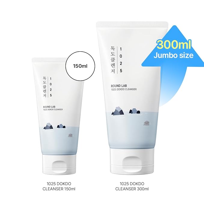 ROUND LAB 1025 Dokdo Cleanser 10.14 Fl Oz, Low pH Facial Cleanser for Sensitive Skin, Rich Soft Bubbles for Deep Cleansing and Makeup Removal, Hydrating Face Wash with Deep Sea Water, Korean Skin Care
