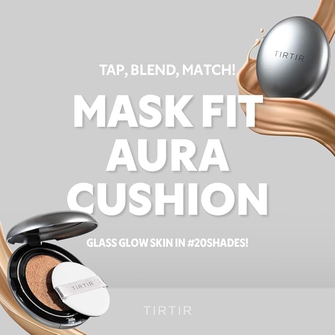 [*Mini Size*] TIRTIR Aura Glow Silver Cushion | Korean Cushion Foundation, (#15C Fair Porcelain, 0.15 Fl Oz)