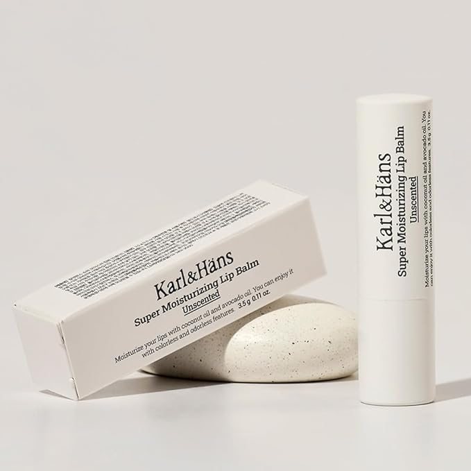 Karl&Hans Super Moisturizing Lip Balm - Unscented with Coconut & Avocado Oil for Lip Repair and Care, Soothes and Hydrates Dry Lips with Natural and Nourishing Formula - 1 Count