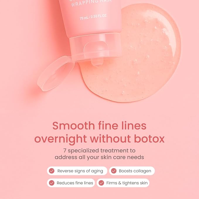 QUIA Collagen + Turmeric Overnight Wrapping Mask Duo – Firming and Hydrating Peel-Off Set for Elasticity, and Glow – Korean Skincare 2 x 75ml