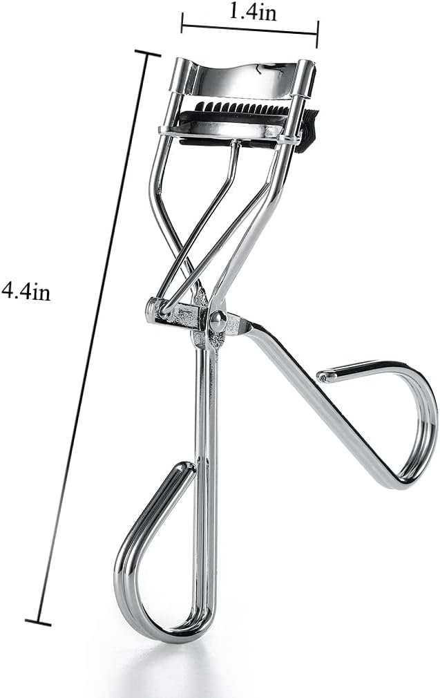 Uranian Eyelash Curlers with Built-in Comb Beauty Eyelashes Curlers Eyelash Cliper with 2 Replacement Silicone Refill Pads Premium Lash Curler Makeup Tool for Women (3 Silver-Black Comb)