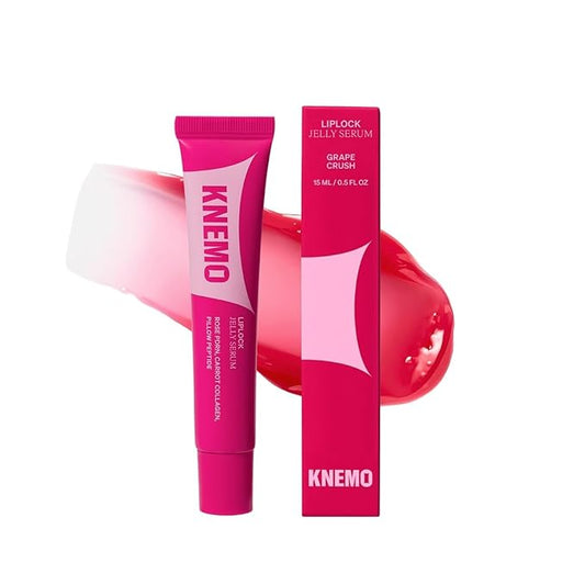 LipLock Jelly Serum, Korean Skincare for Dry Lips, Long-Lasting, Hydrating, Plumping, Glossy Mask with Rose PDRN, Carrot Collagen, Pillow Peptide, Moisturizing Tinted Lip Balm. (Grape Crush)