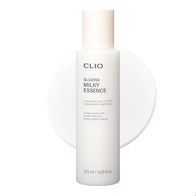 CLIO Glazing Milky Essence for Sensitive Skin, Rice PDRN for Boosting Radiant Glass Skin, Lightweight Hydrating Skin Prep for Makeup, Repairing Skin Barrier with Ceramide, Korean Skincare, 4.05 Fl Oz