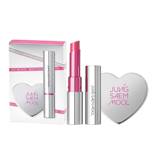 JUNG SAEM MOOL OFFICIAL] New Classic Glaze Lipstick Gift Set (Narcissism Pink) | Glaze Lipstick + Heart Mirror Mini