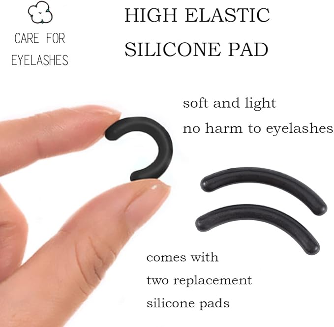 Uranian Eyelash Curlers with Built-in Comb Beauty Eyelashes Curlers Eyelash Cliper with 2 Replacement Silicone Refill Pads Premium Lash Curler Makeup Tool for Women and Girls (2 Black-Black Comb)