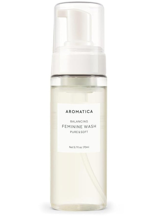 AROMATICA Pure and Soft Feminine Foaming Wash | Vegan, pH-Balanced, Natural Ingredients, Unscented, No Irritation, for Sensitive Skin