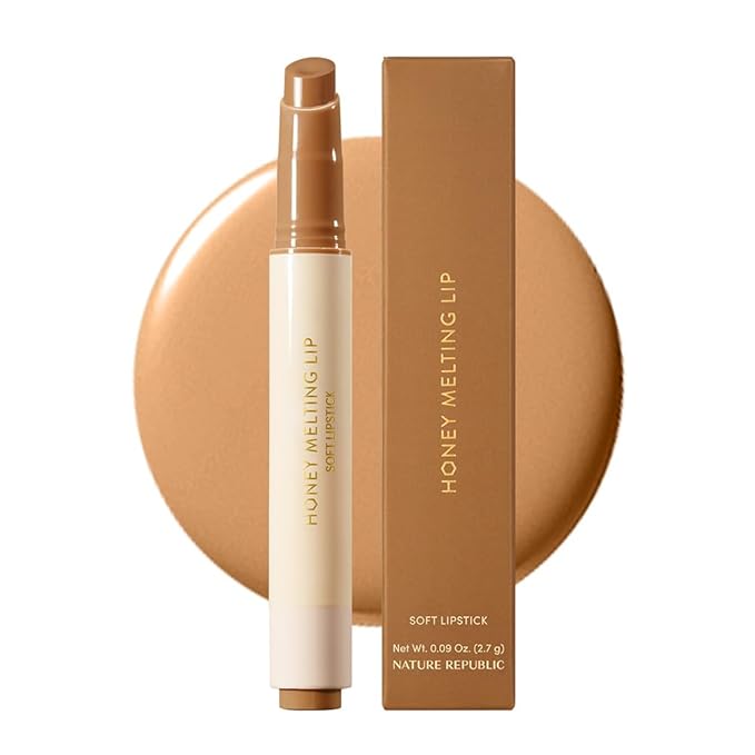 Nature Republic HONEY MELTING LIP (00 CHAI MILK TEA) SOFT LIP STICK Hydrating Gloss, Moisturizing balms, Sheer tint, Shine & Nude, Glowy Finish, korean make up, Stocking Stuffers