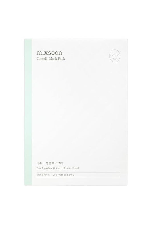 mixsoon Centella Mask Pack Face Moisturizer Soothing Calming Sheets Korean Glass Skin Care 1Pack (5ea)