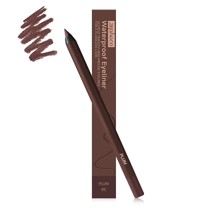 24 Hr Waterproof Eyeliner Duo Sharpenable Eye Pencil, 2025 New Persona Eyeliner Pencil Waterproof, No Smudging, No Fading, Long-Wearing, Smooth and Easy To Color (Plum)