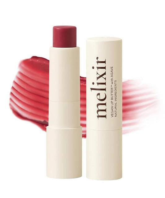 Melixir Vegan Lip Butter (12 Colors), Hydrating Tinted Lip Balm Stick, Bee-Free, Petrolatum-Free, Plant-Based, Moisturizes Dry & Chapped Lips With Shea Butter, Sheer, Natural Finish - #05 Dewy Rose