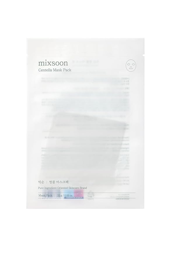 mixsoon Centella Mask Pack Face Moisturizer Soothing Calming Sheets Korean Glass Skin Care 1Pack (5ea)